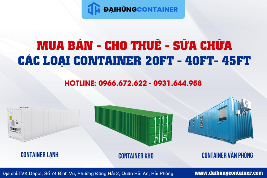 Đại Hùng Container bán container khô cũ 20 feet tại Hải Dương