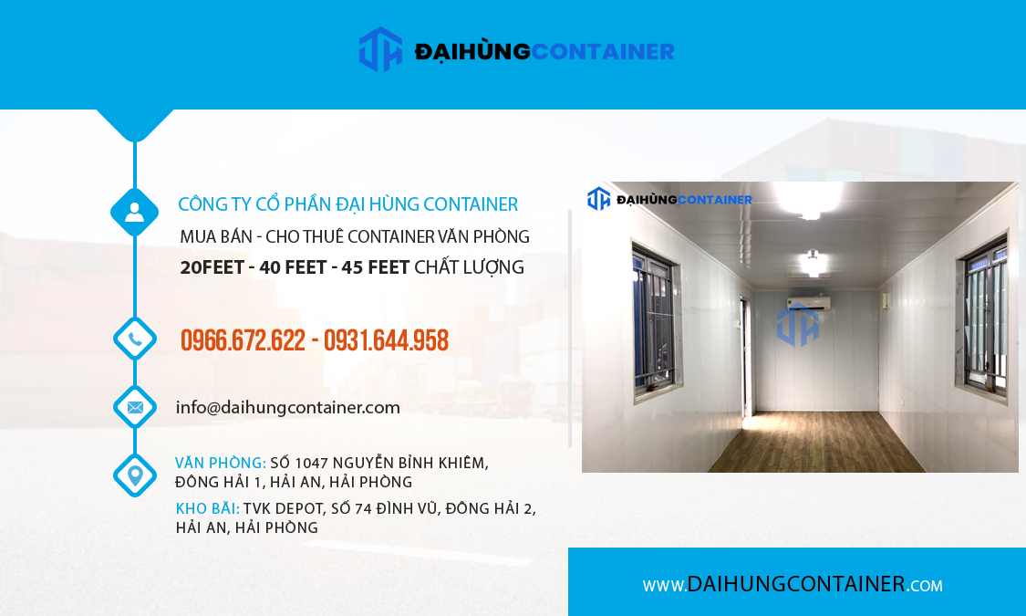 Đại Hùng Container là địa chỉ bán container văn phòng cũ 20 feet, 40feet giá tốt tại Thái Nguyên
